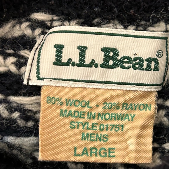 L.L.Bean Vintage 80s Men’s Wool Norwegian Birdseye Fisherman Sweater, size Large - Picture 11 of 11